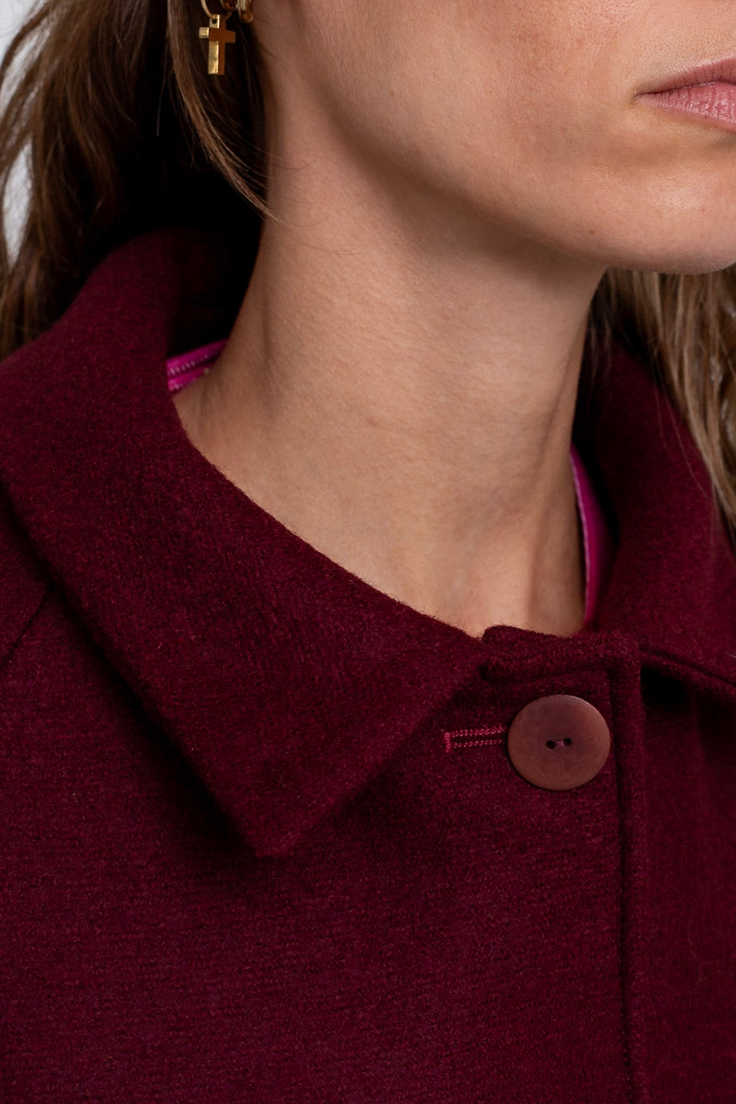 GI11 - Grape Wool Buttoned Overcoat