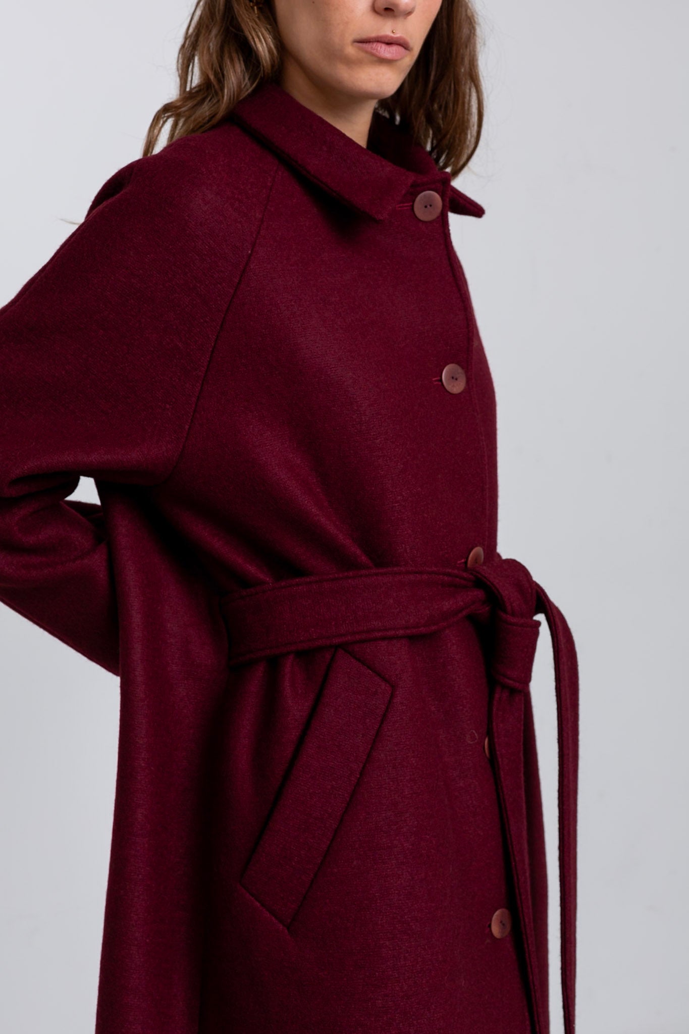 GI11 - Grape Wool Buttoned Overcoat