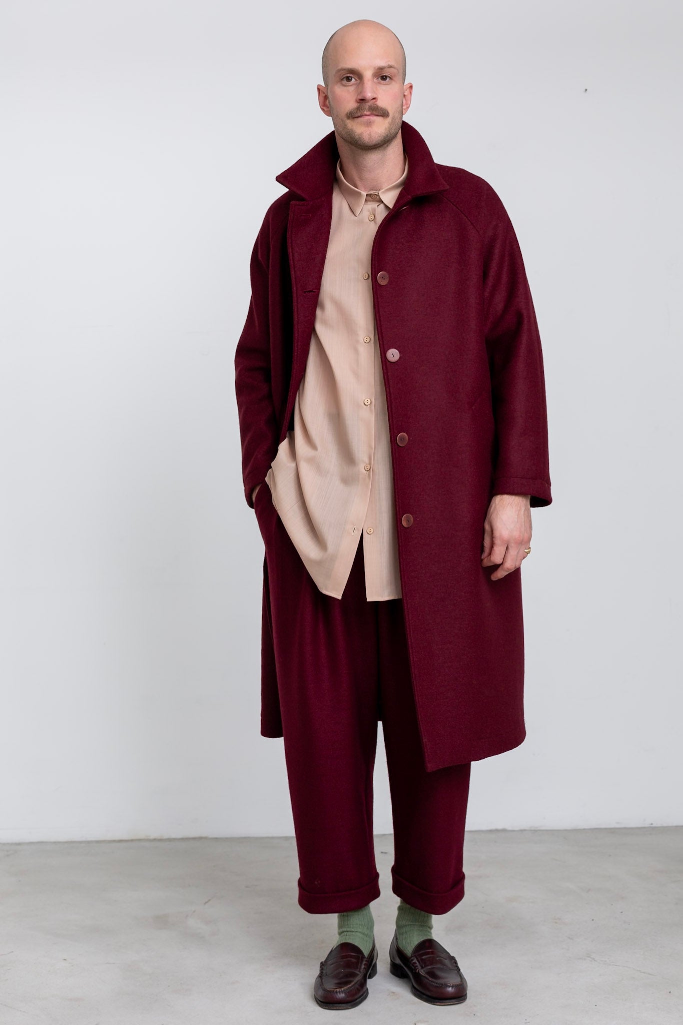 GI11 - Grape Wool Buttoned Overcoat