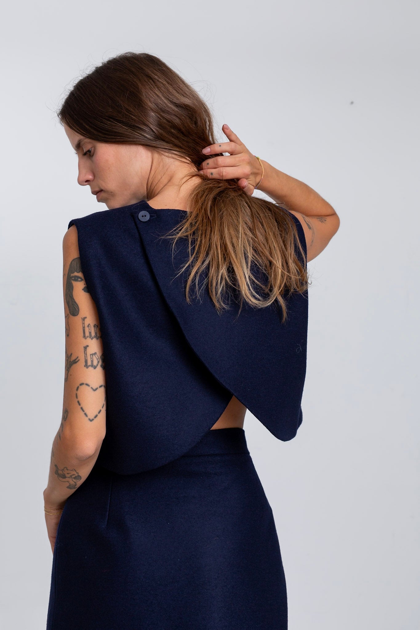 TO10 - Navy Blue Wool Top