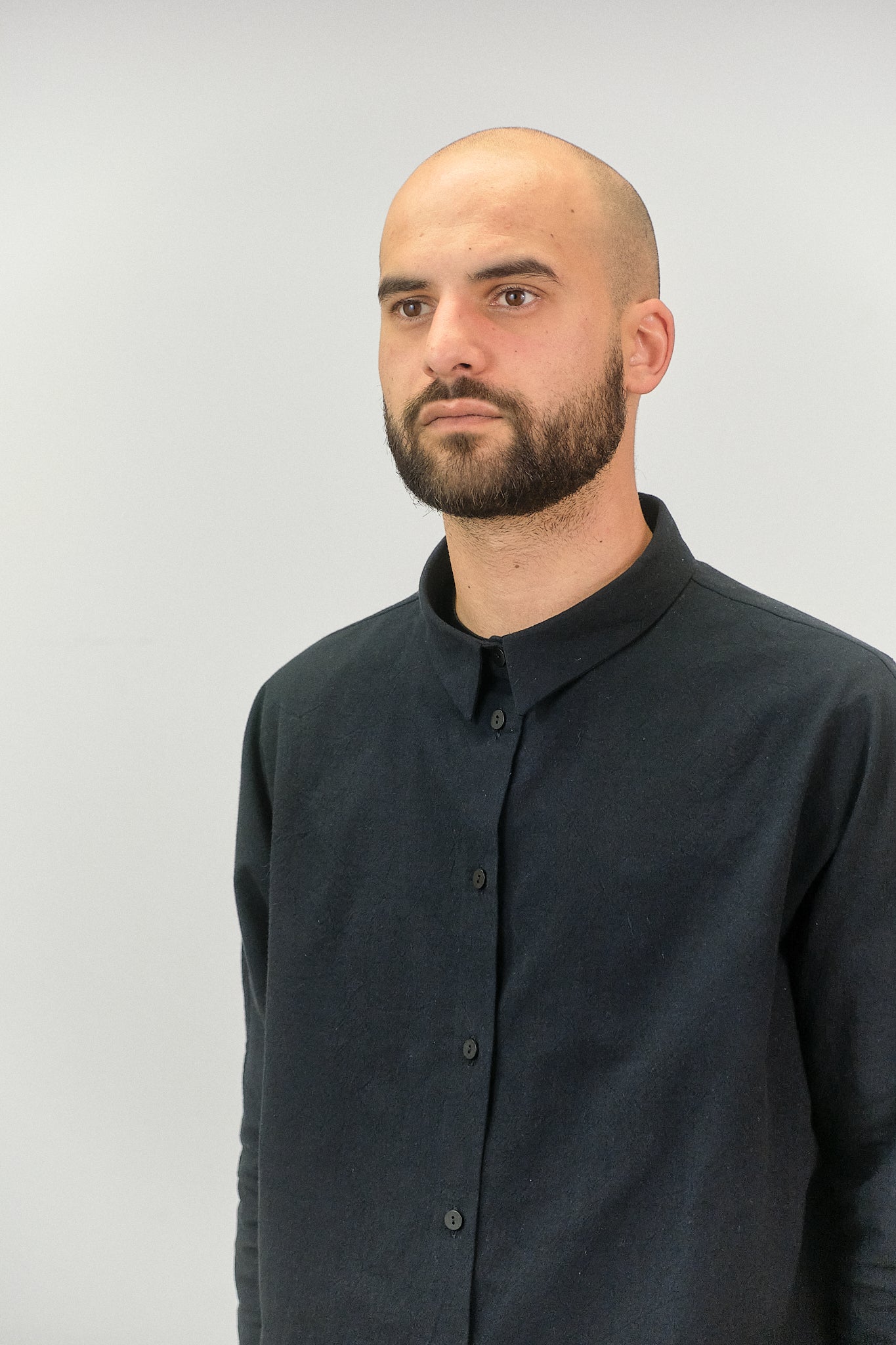 CA01 - Black Linen Kimono Sleeve Shirt