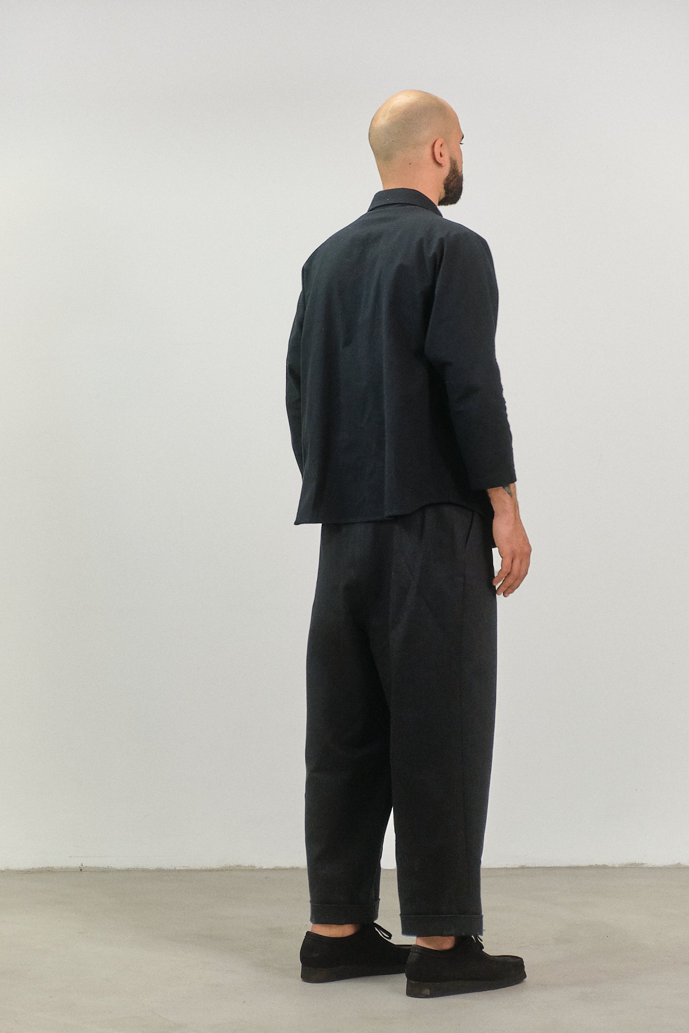 CA01 - Black Linen Kimono Sleeve Shirt