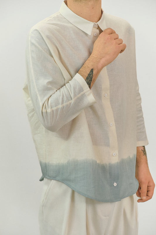 CA01 - Gradient White Cream Kimono Sleeve Shirt