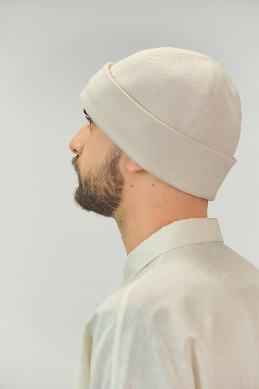 HAT - Cream Wool Fabric Beanie