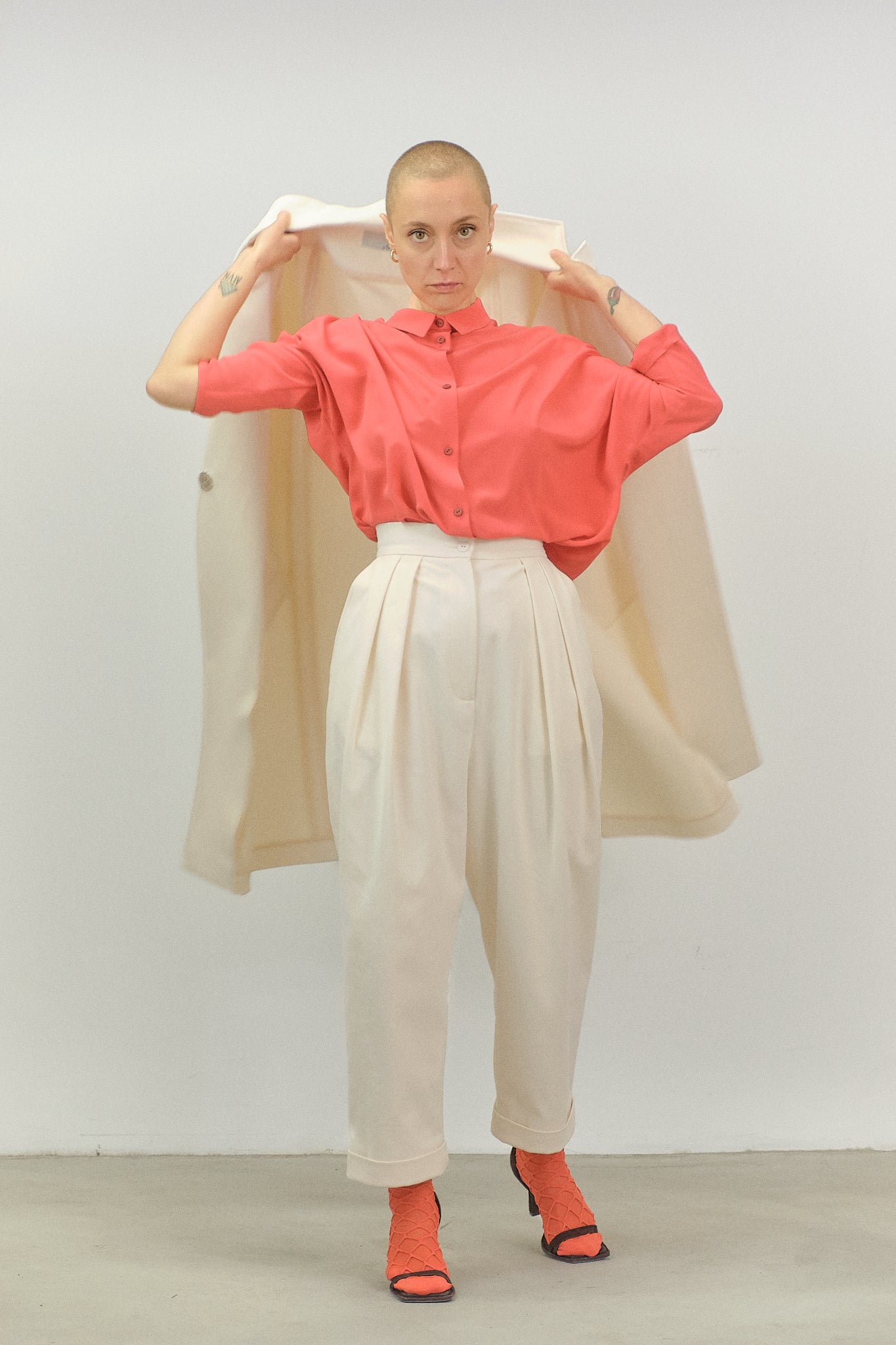 CA01 - Cherry Silk Kimono Sleeve Shirt