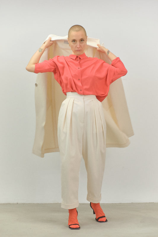 CA01 - Cherry Silk Kimono Sleeve Shirt