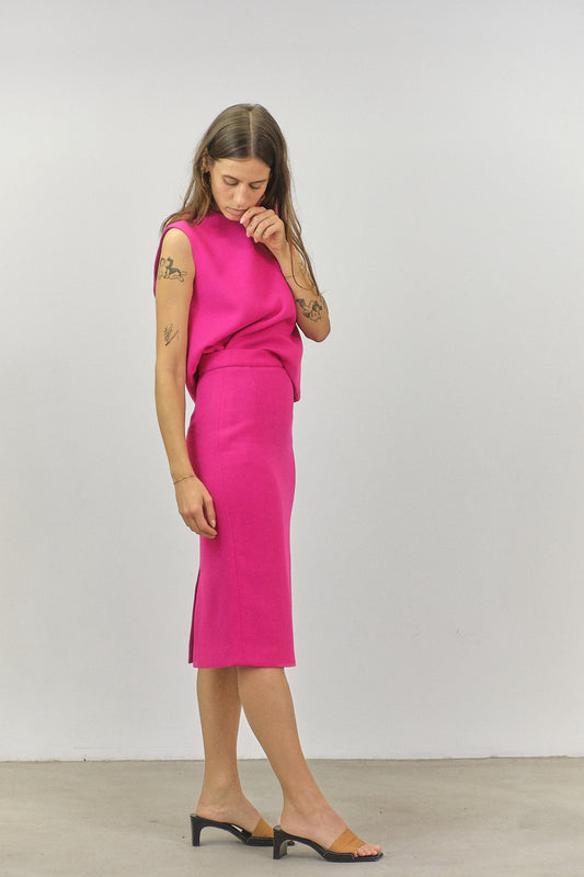 GO01 - Cyclamen Pink Straight-cut Skirt